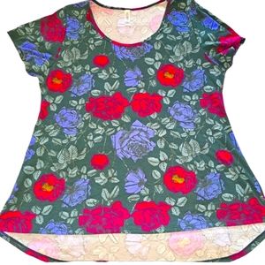 LuLaRoe Green Floral Classic Tee Plus Size 2XL